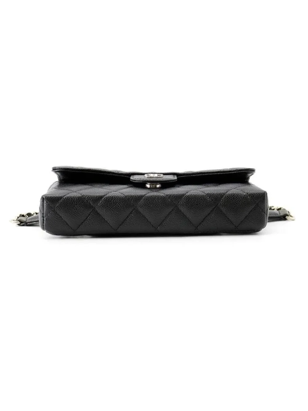 Chanel Belt Bag CC Logo Quilted Chain Caviar Leather Black